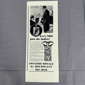 1937 Houbigant Fougere Royale Mens After Shave Cologne Vintage Print Ad Wall Art